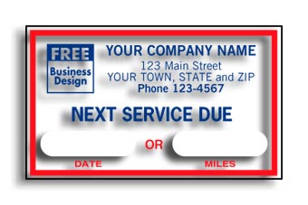 1690A, "Next Service Due" Static Cling Windshield Labels