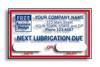 1690B, "Next Lubrication Due" Static Cling Windshield Labels