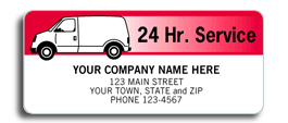 1711, "24 Hr. Service", Labels w/ Van Design 