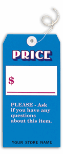 175, "Price" Tags, Blue, Large 
