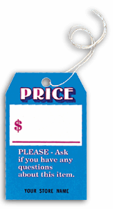 191, "Price" Tags, Blue, Small 