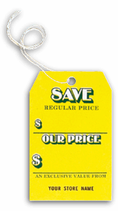 192, "Save" Tags, Stock, Yellow, Small