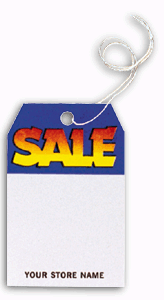 198, "Sale" Tag, Stock, Blue & White, Small 