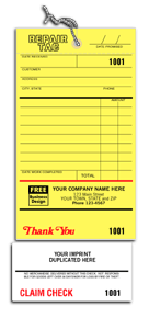 306, Repair Tags, Invoice w/ Detachable Claim Check 