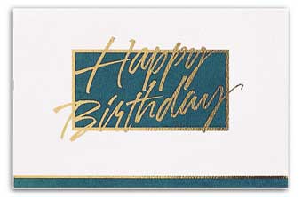 50R02, Teal/White Executive Happy Birthday Card