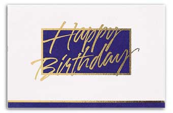 50R15, Navy/White Executive Happy Birthday Card