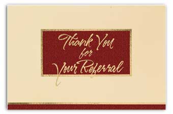 50R21, Burgundy/Cream Thank You For Your Referral Executive Card