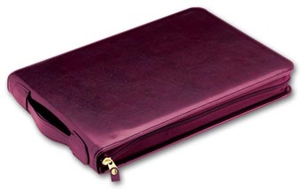 53248N, 3-On-A-Page Zippered Leather Portfolio 