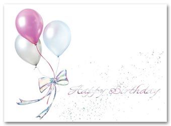 5EF22, Happy Birthday Card-Pastel Balloons
