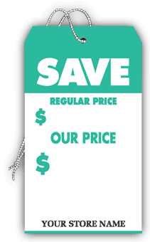6040, "Save" Tags, Large, Green & White 