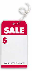6041, "Sale" Tags, Stock, Large, White & Red