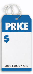 6042, "Price" Tags, Large, Blue/White