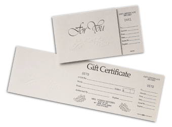808, Gray Foil Embossed Gift Certificates