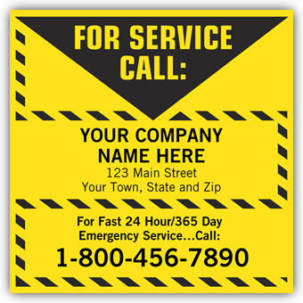 CL16, "For Service Call" Label, Yellow/Safety Border, Vinyl