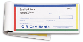 D854B, Gift Certificates, Booked, Carbonless, Primary Color 