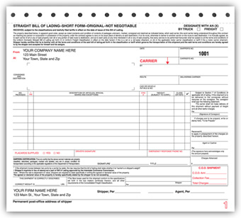 Bill of Lading Small Carbonless