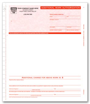 13630G, CONTINUOUS ADDITIONAL WORK AUTHORIZATION PARCHMENT