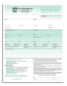 13645, Laser/Inkjet Wedding Photography Contract