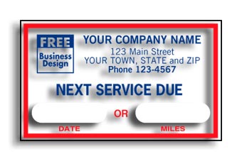 1690A, "Next Service Due" Static Cling Windshield Labels