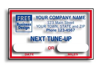 1690D, "Next Tune-Up", Static Cling Windshield Labels