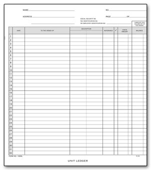 190NL, General Disbursement Ledger
