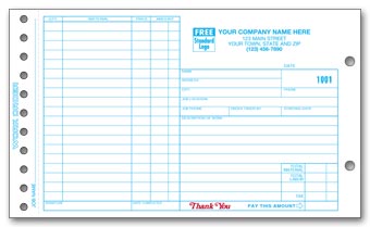 213, Job Work Orders, Side-Stub, Carbonless 