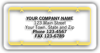 324, Advertising Labels w/ Gold Foil Border, Poly Film