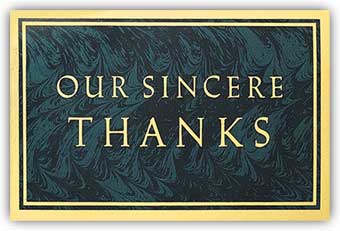 Our Sincere Thanks Card 50B03