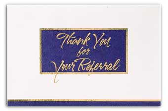 50R17, Navy/White Executive Thank You For Your Referral Card