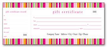 823, Lilly Stripe Gift Certificate