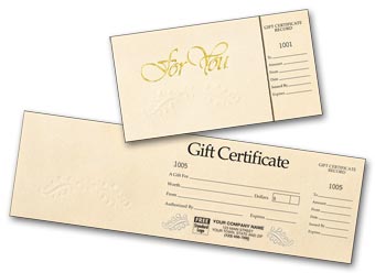 838, Ivory Foil Embossed Gift Certificates