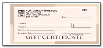 856A, Santa Fe Gift Certificates, Individual Carbonless Sets