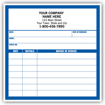 CL12, Large Service Record Labels, White w/ Blue Border