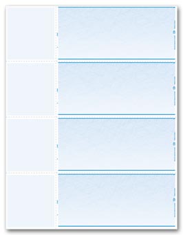 DLW808, Laser 4-Up Wallet, Blank Check Stock 
