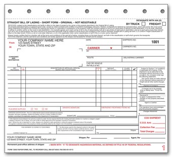 R1200, Bills of Lading, Small, w/Carbons
