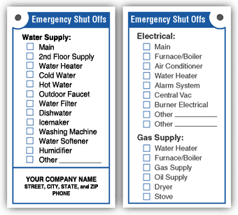 T13, Emergency Shut Off Weatherproof Tag