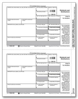 TF5131B, Laser 1099, Div. Income, Recipient Copy B - Bulk Carton